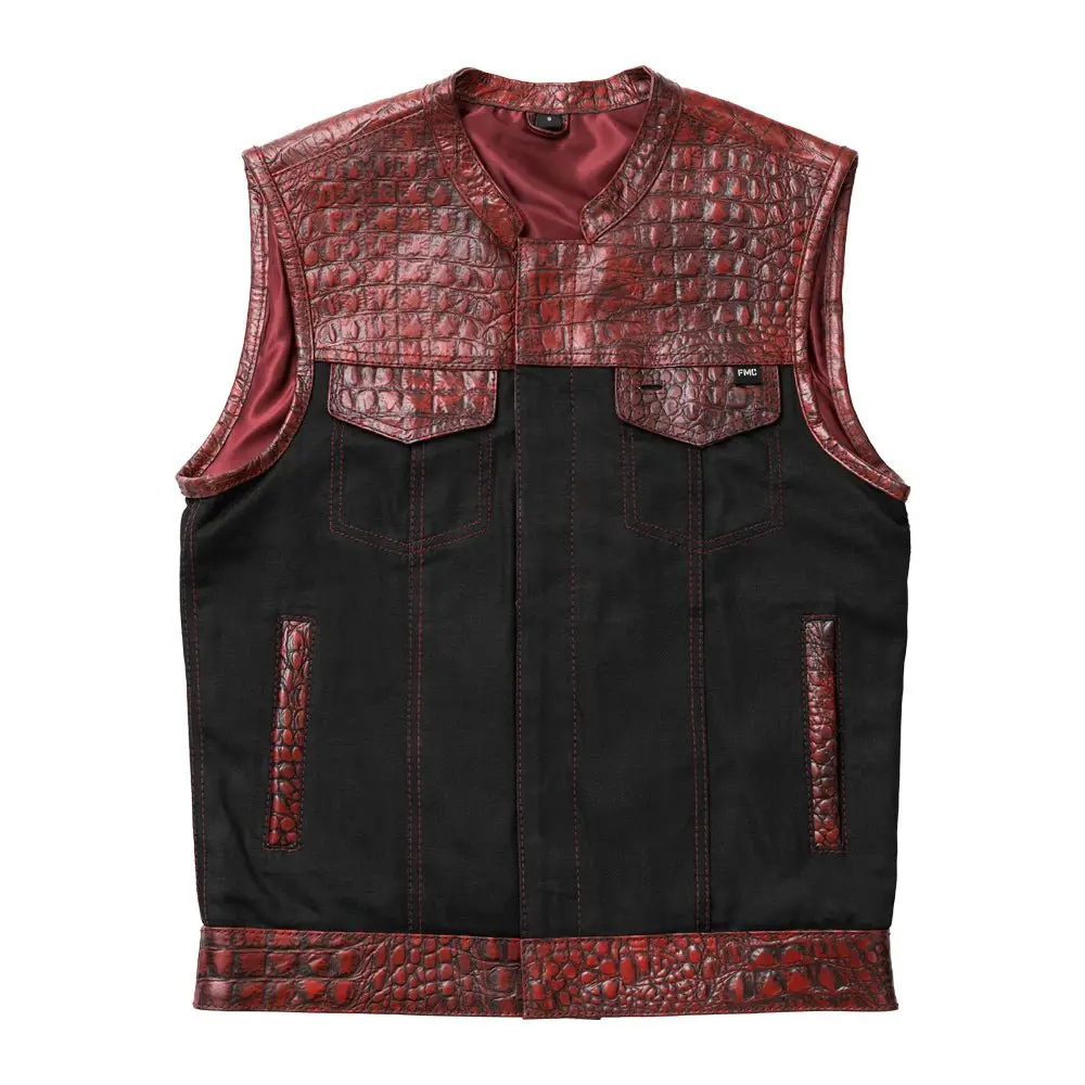 Fireball - Men's Leather/ Denim Motorcycle Vest - Limited Edition 1
