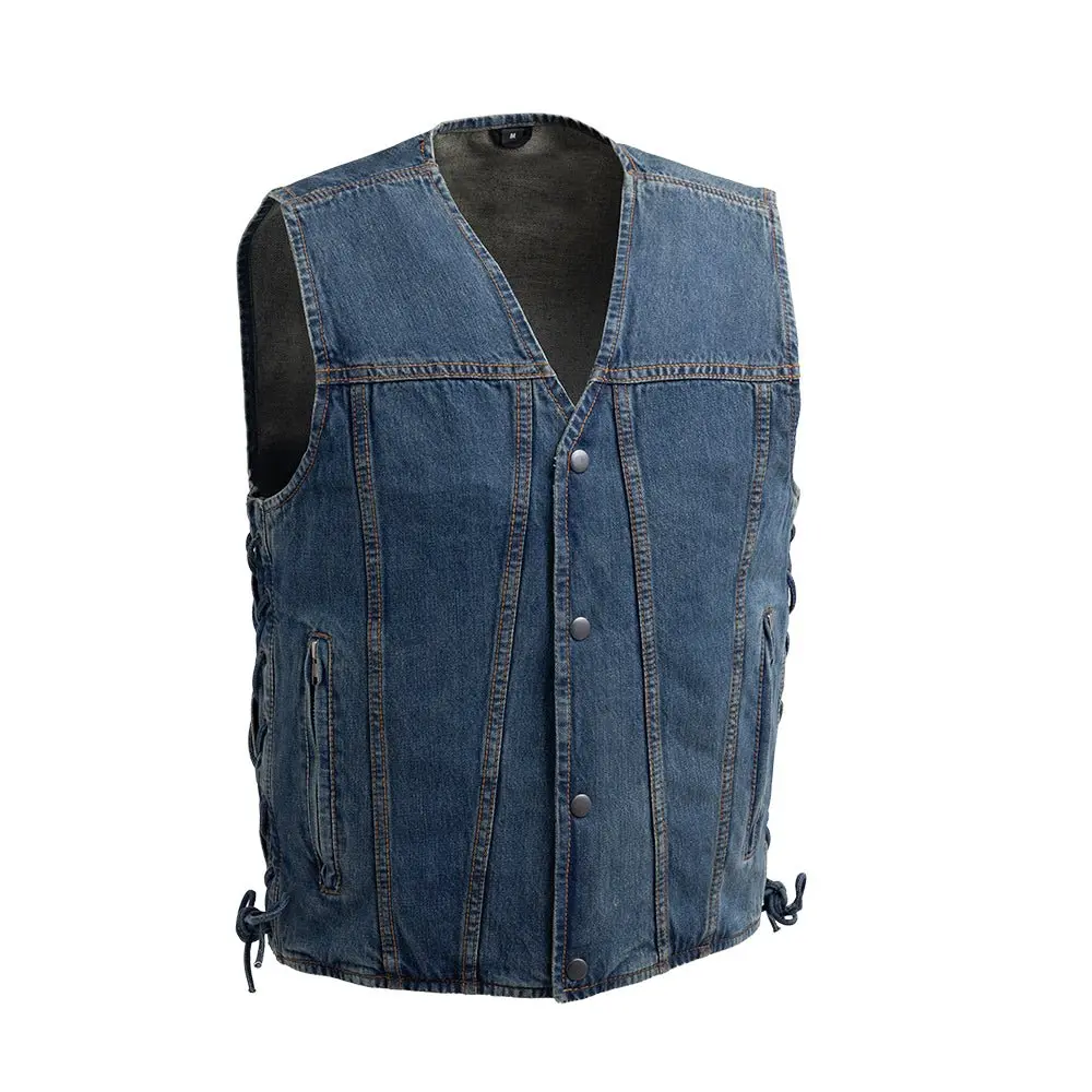 Gambler Men's Motorcycle Denim Vest 1