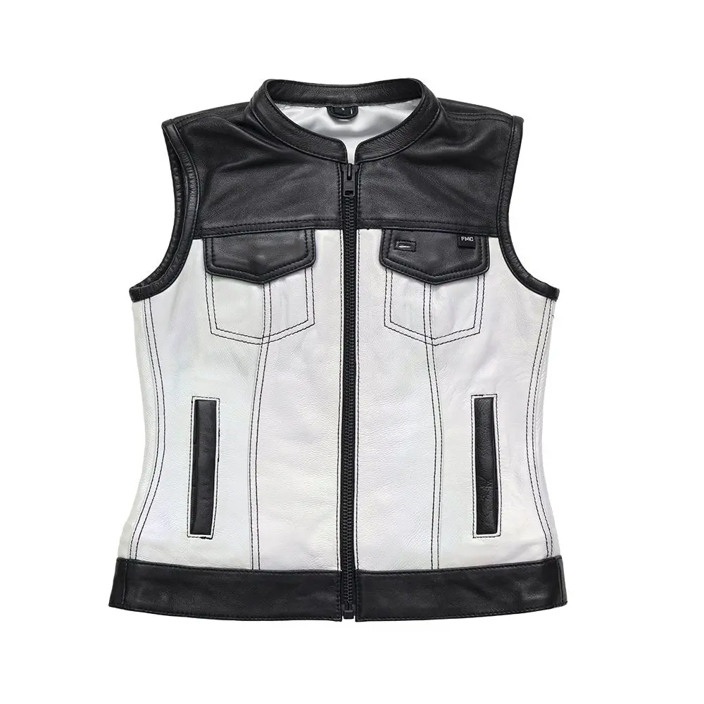Halo Women's Club Style Motorcycle Leather Vest - Limited Edition 1