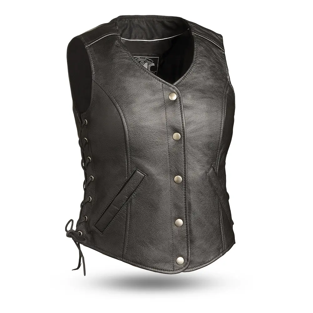 Honey Badger Women's Motorcycle Leather Vest 1