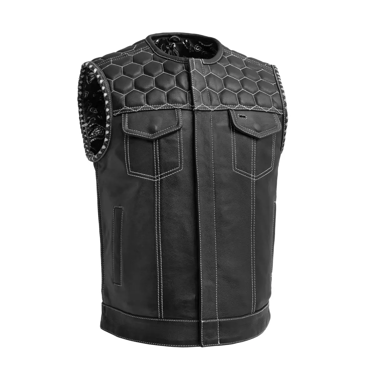 Hornet Men's Club Style Leather Vest 1
