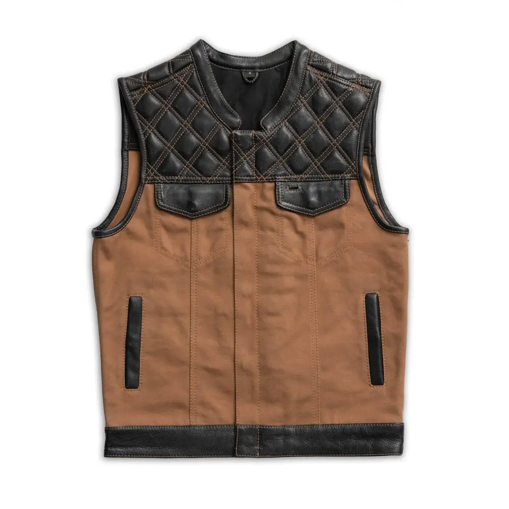 Hunt Club Motorcycle Leather Canvas Vest 1
