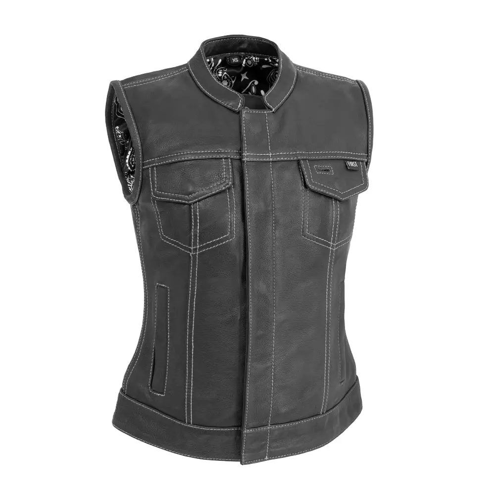 Jessica Women's Motorcycle Leather Vest - White - Limited Edition 1