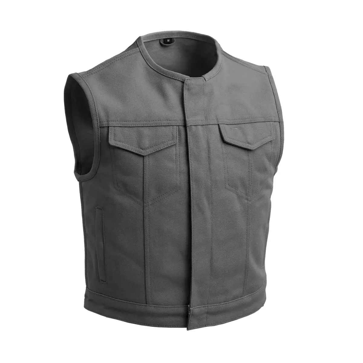 Lowside Men's Motorcycle Canvas Vest (Grey) 1