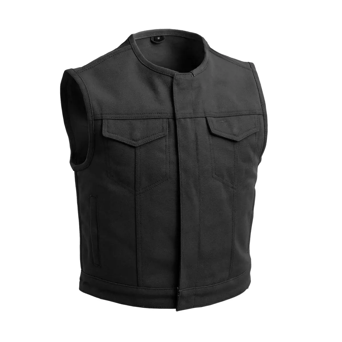 Lowside Black Men's Motorcycle Canvas Vest 1