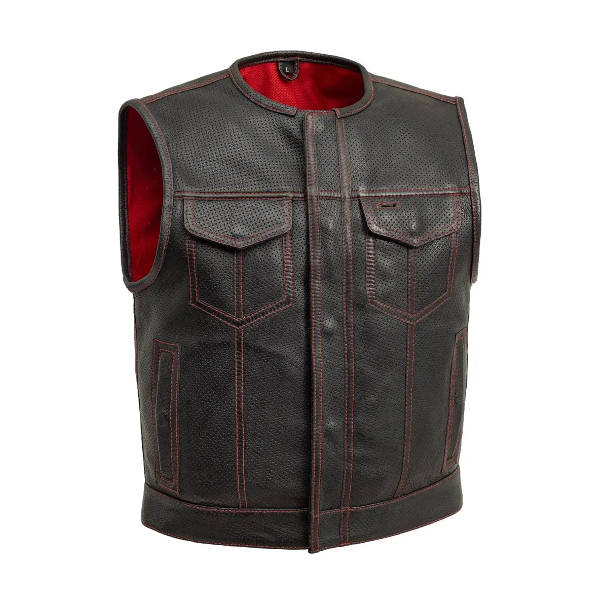 Lowside Men's Perforated Motorcycle Leather Vest 10