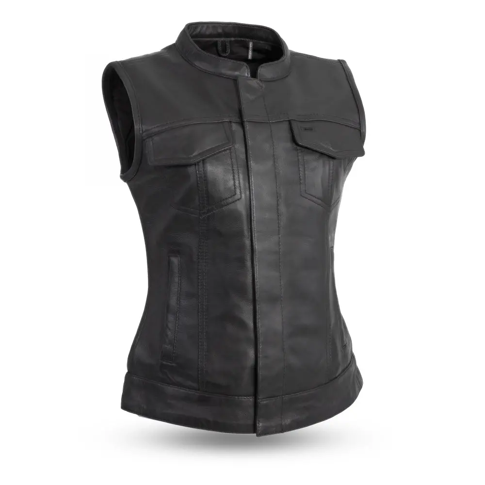 Ludlow Women's Motorcycle Leather Vest 1