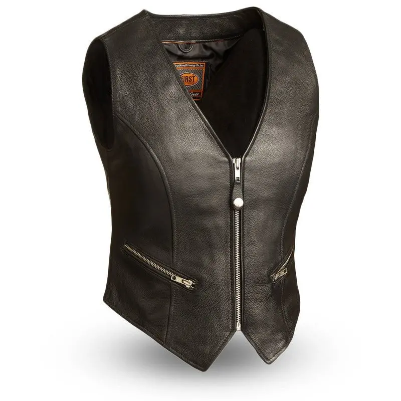 Montana Women's Motorcycle Leather Vest 1