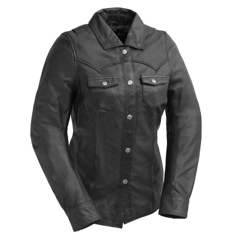 Onyx Women's Leather Motorcycle Shirt 1