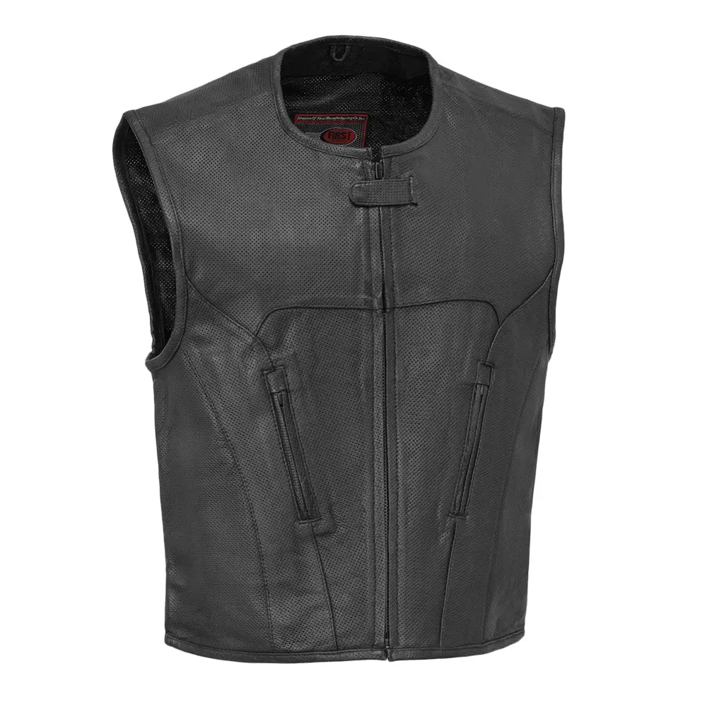 Raceway - Men's Motorcycle Perforated Leather Vest 1