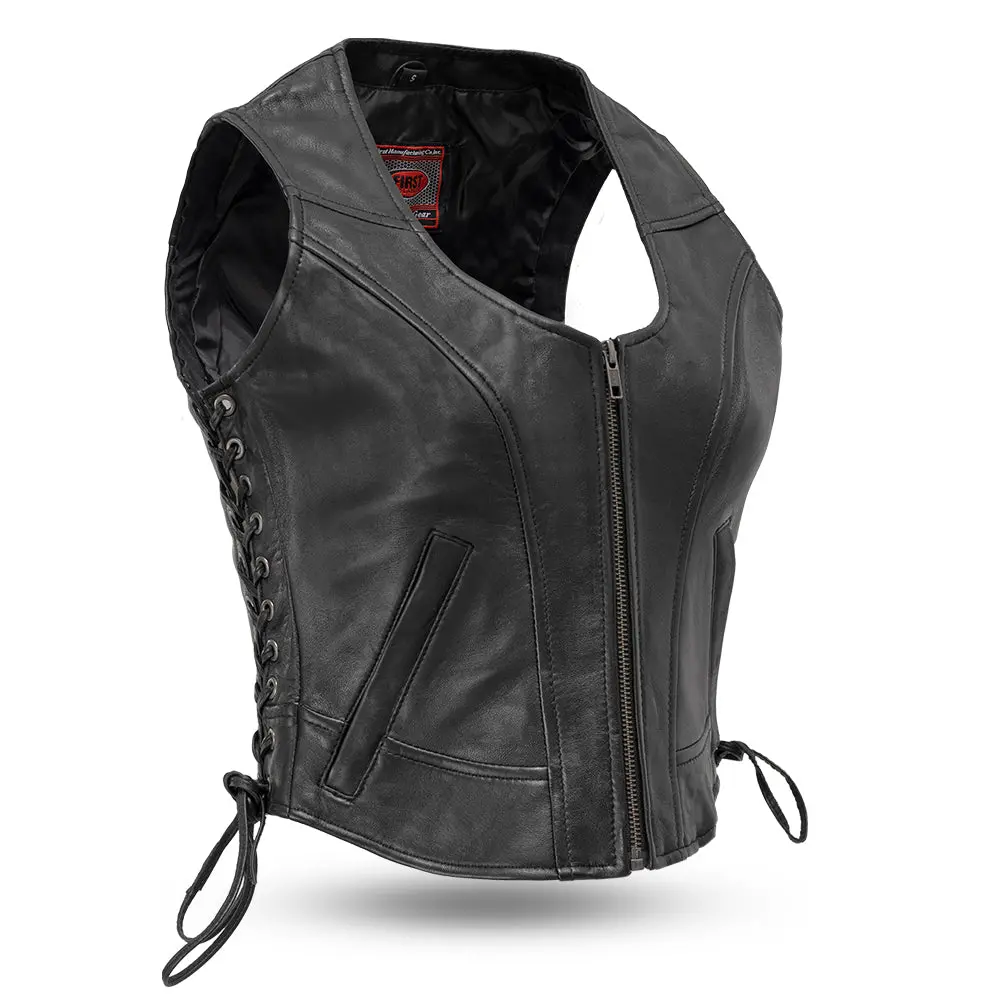Raven Women's Motorcycle Leather Vest 1