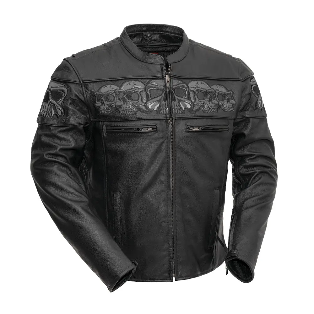 Savage Skulls Men's Motorcycle Leather Jacket 1