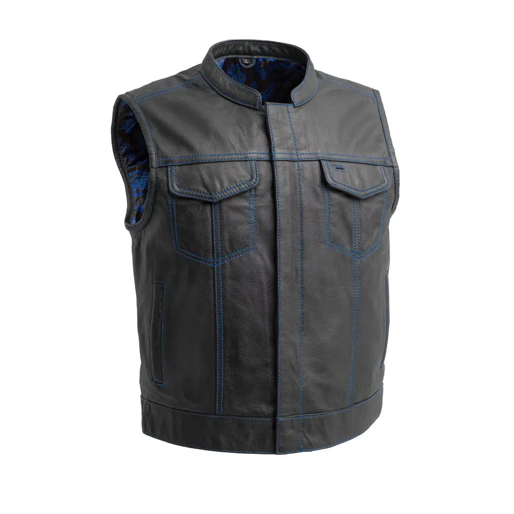 The Club Cut Men's Motorcycle Leather Vest, Multiple Color Options 20