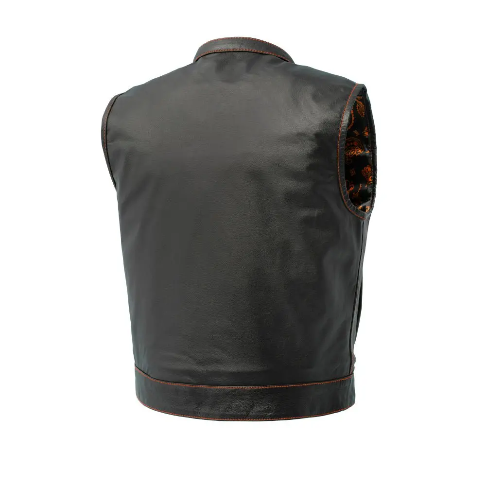 The Club Cut Men's Motorcycle Leather Vest, Multiple Color Options 2
