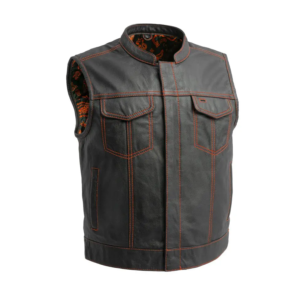 The Club Cut Men's Motorcycle Leather Vest, Multiple Color Options 1