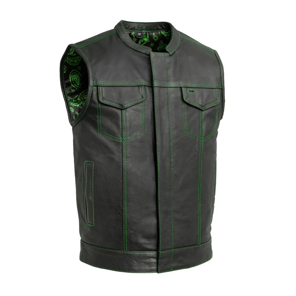 The Cut Men's Motorcycle Leather Vest, Multiple Color Options 1