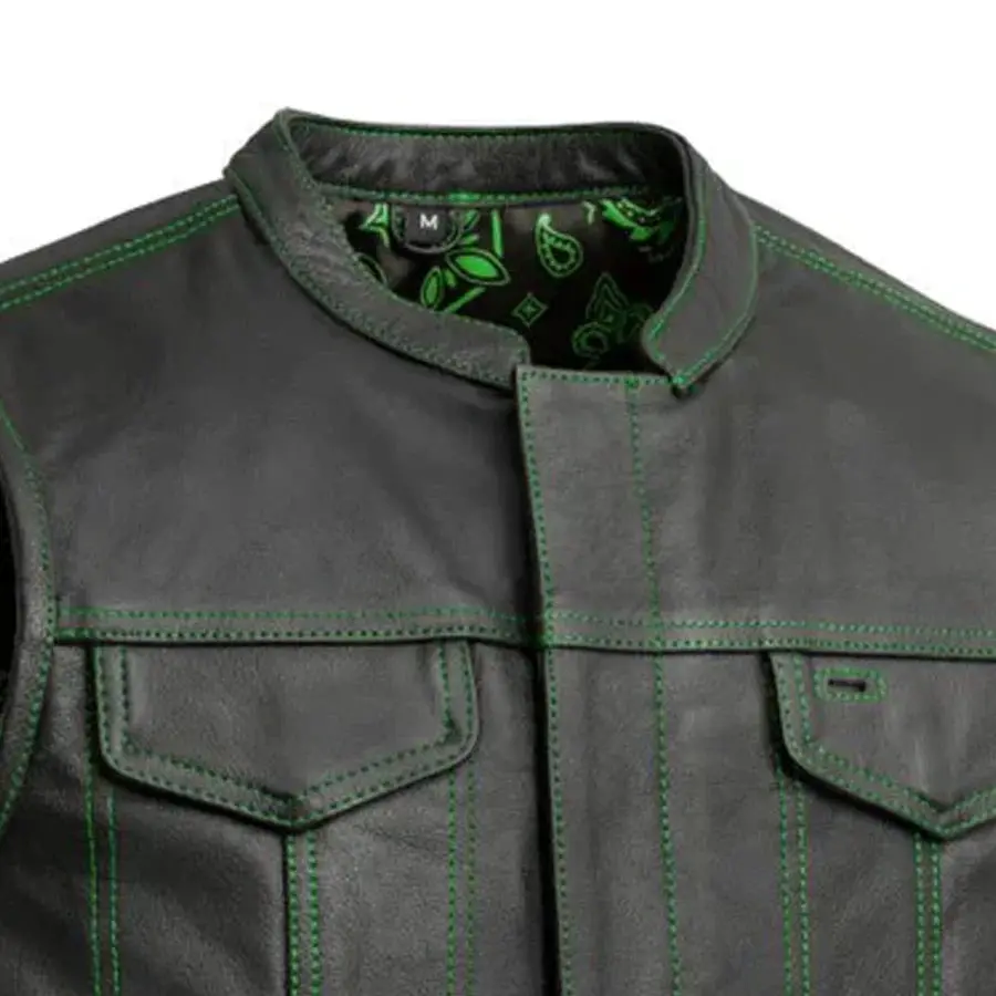 The Cut Men's Motorcycle Leather Vest, Multiple Color Options 5