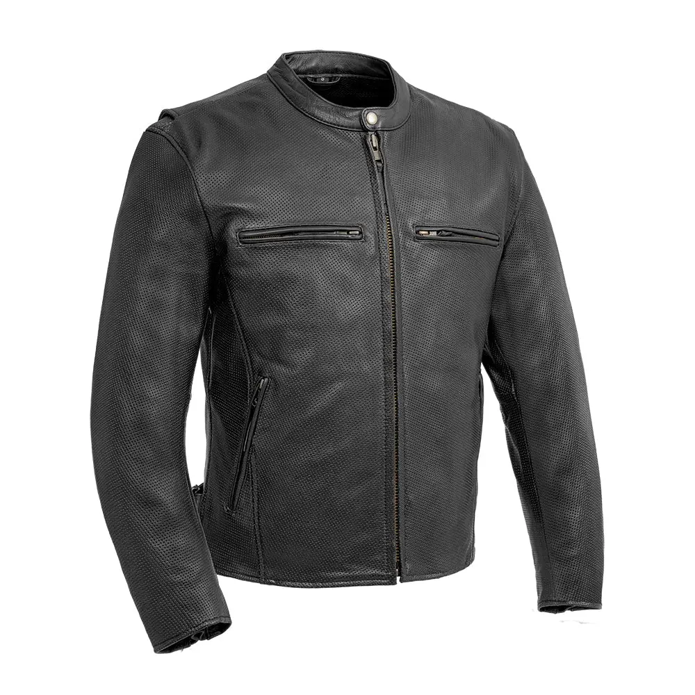 Turbine Men's Motorcycle Perforated Leather Jacket 1
