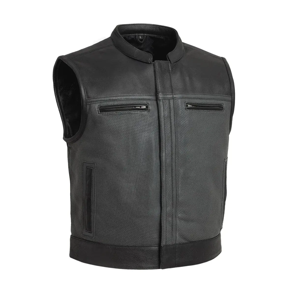 V-Twin Visionary Battleship Perforated Leather Vest 1